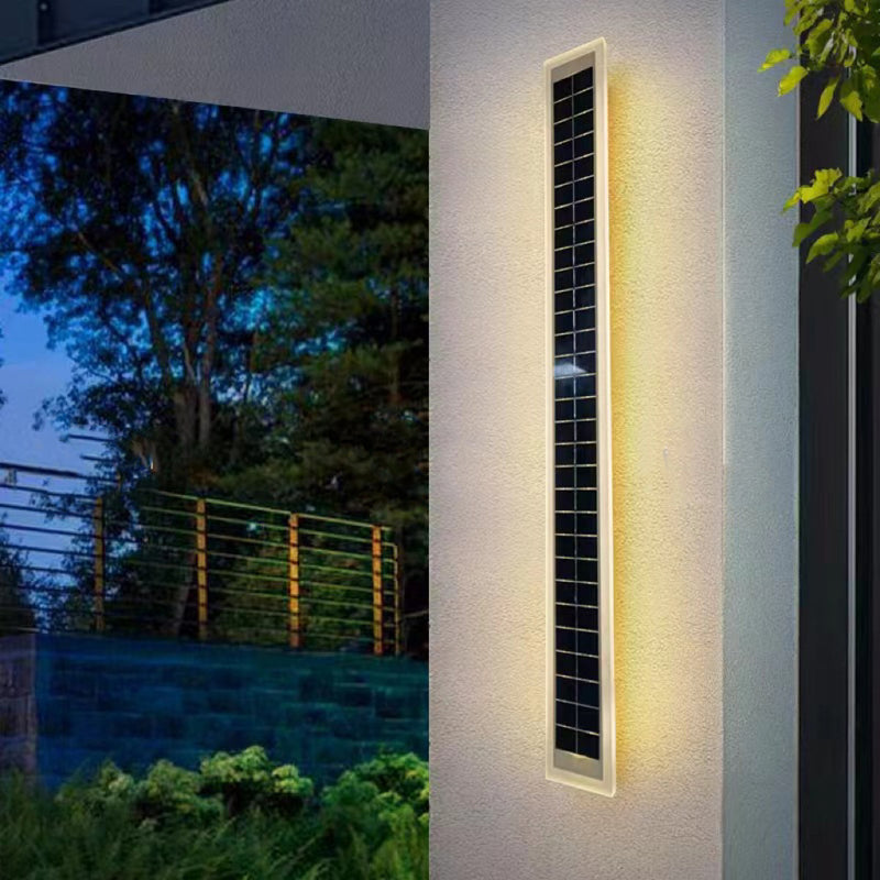 Modern Simplicity Solar Waterproof Aluminum Acrylic Strip Wave LED Wall Sconce Lamp For Outdoor Patio