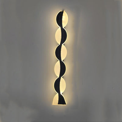 Modern Simplicity Solar Waterproof Aluminum Acrylic Strip Wave LED Wall Sconce Lamp For Outdoor Patio