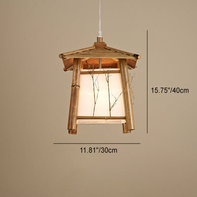 Japanese Rustic Vintage Bamboo Weaving 1-Light Pendant Light