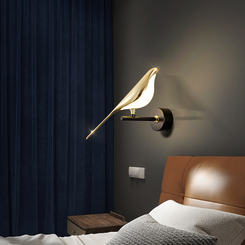 Contemporary Creative Zinc Alloy Acrylic Bird Adjustable LED Wall Sconce Lamp For Bedside