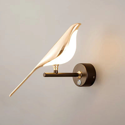 Contemporary Creative Zinc Alloy Acrylic Bird Adjustable LED Wall Sconce Lamp For Bedside