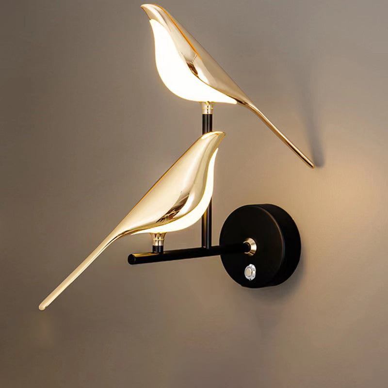 Contemporary Creative Zinc Alloy Acrylic Bird Adjustable LED Wall Sconce Lamp For Bedside