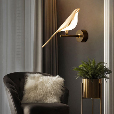 Contemporary Creative Zinc Alloy Acrylic Bird Adjustable LED Wall Sconce Lamp For Bedside