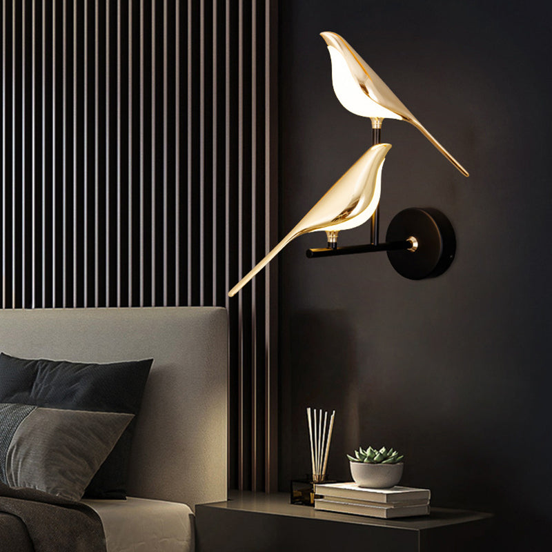 Contemporary Creative Zinc Alloy Acrylic Bird Adjustable LED Wall Sconce Lamp For Bedside