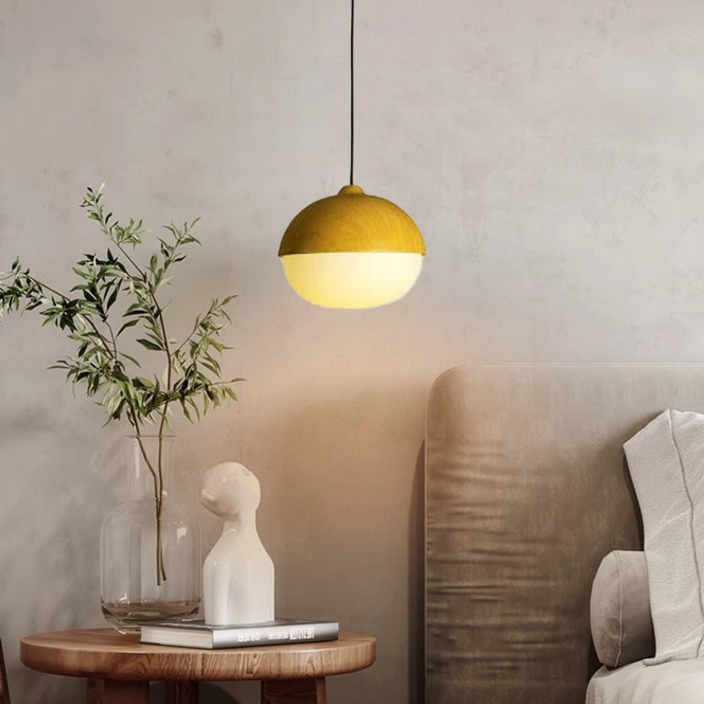 Modern Beige Nut 1-Light Globe Pendant Light