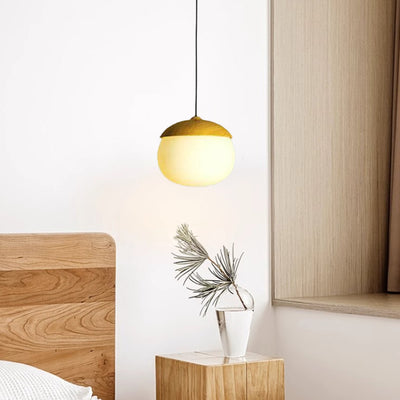 Modern Beige Nut 1-Light Globe Pendant Light