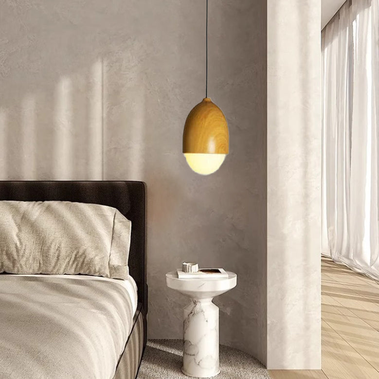 Modern Beige Nut 1-Light Globe Pendant Light