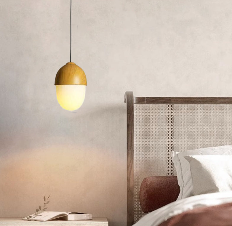 Modern Beige Nut 1-Light Globe Pendant Light