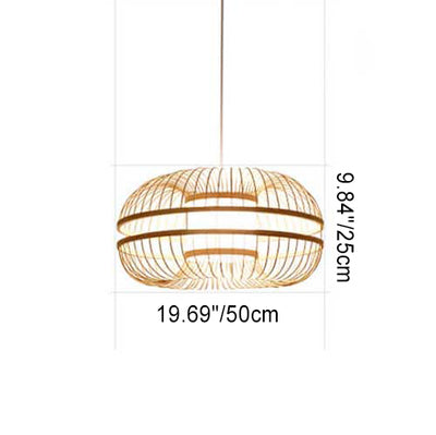 Japanese Element Bamboo Drum 1-Light Pendant Light