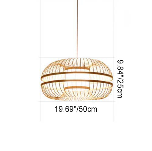 Japanese Element Bamboo Drum 1-Light Pendant Light