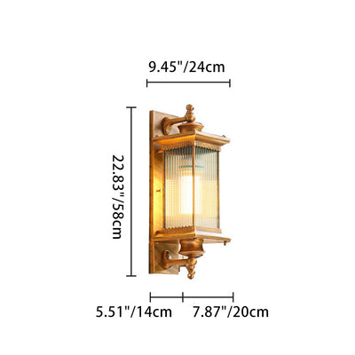 Retro Rechteckige 1-Licht wasserdichte Wandleuchte für den Außenbereich 