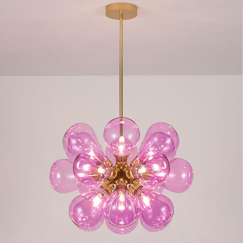 Nordic Colorful Bubble Stained Glass 18-Light Chandelier