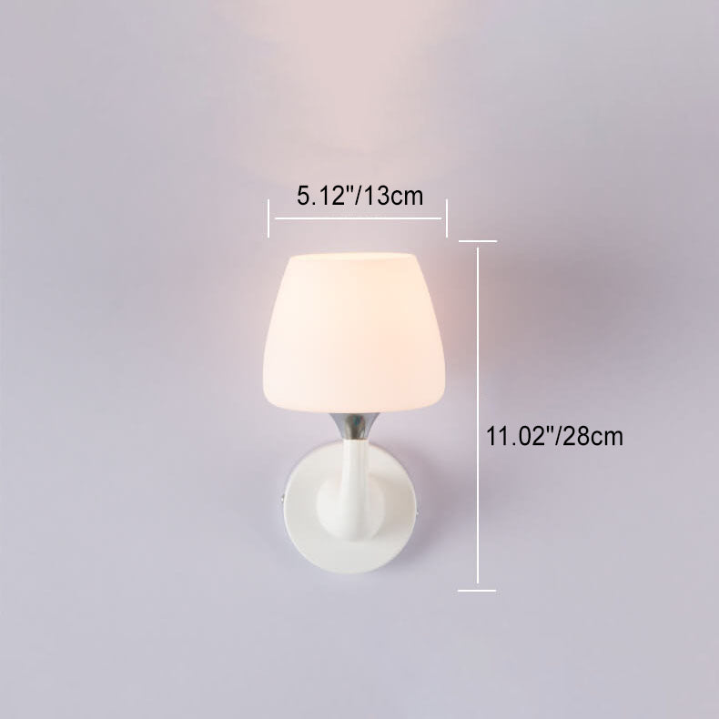 Nordic Minimalist White Glass Cup Shade 1/2 Light Wandleuchte 