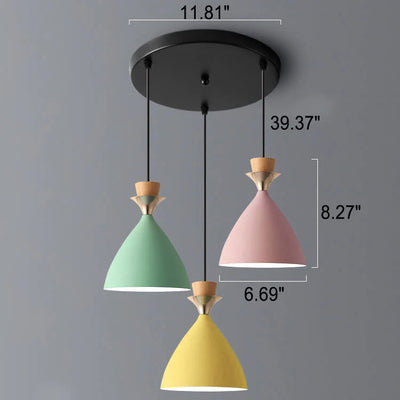 Nordic Macaron Candy Iron Cone 1/3 Light Chandelier