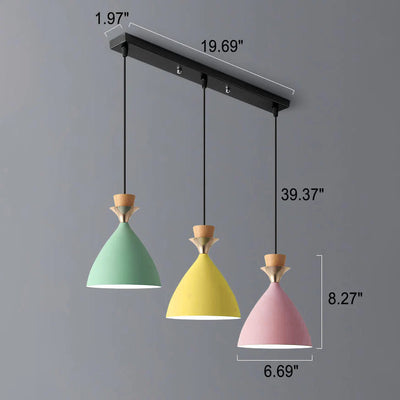 Nordic Macaron Candy Iron Cone 1/3 Light Chandelier