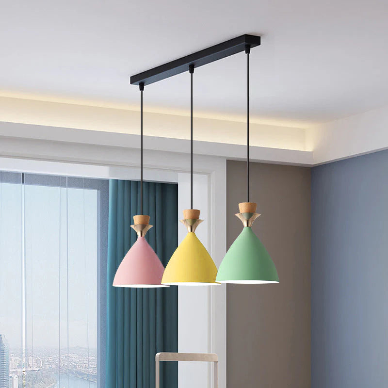 Nordic Macaron Candy Iron Cone 1/3 Light Chandelier