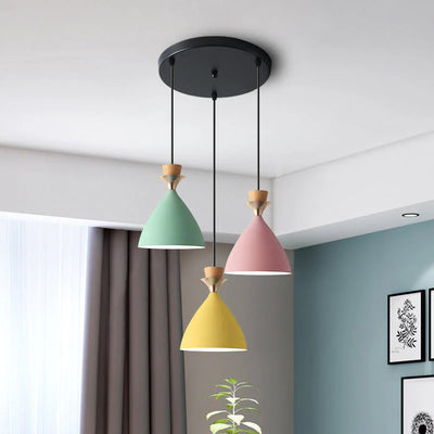 Nordic Macaron Candy Iron Cone 1/3 Light Chandelier