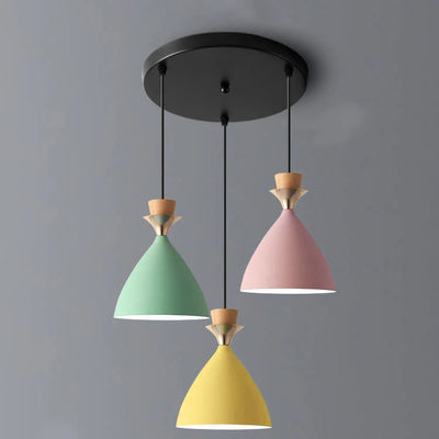 Nordic Macaron Candy Iron Cone 1/3 Light Chandelier