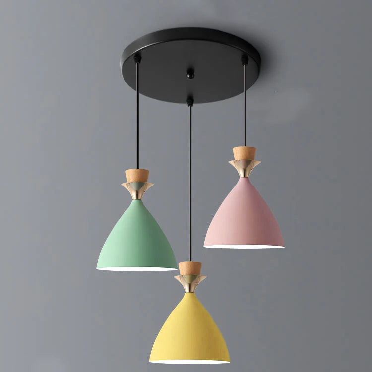 Nordic Macaron Candy Iron Cone 1/3 Light Chandelier