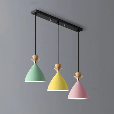 Nordic Macaron Candy Iron Cone 1/3 Light Chandelier