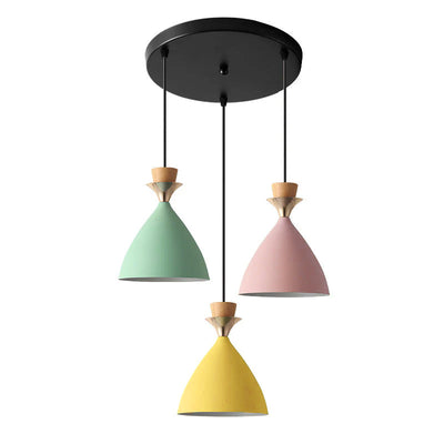 Nordic Macaron Candy Iron Cone 1/3 Light Chandelier