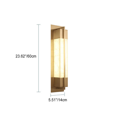 Modern Chinese Brass Resin Rectangular LED Wall Sconce Lamp