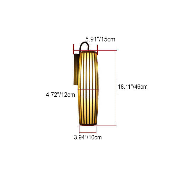 Classical New Chinese Bamboo Lantern Column 1-Light Wall Sconce Lamp