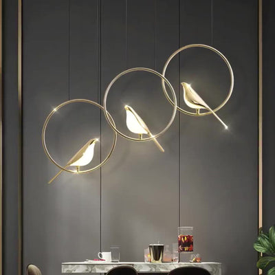 Moderne Art Deco Elster Runde Kreis Zink-legierung Acryl Kronleuchter LED Für Schlafzimmer 