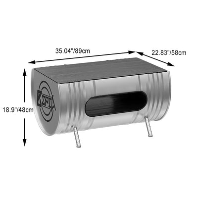 Zeitgenössisches industrielles Eisen-Kiefernholz-Leder-Ölfass-Rund-Rechteckiger Couchtisch & Sofa-Set für Esszimmer 