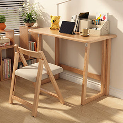 Modern Simplicity Rubber Wood Hardware Rectangular Foldable Desk & Chair Set For Study