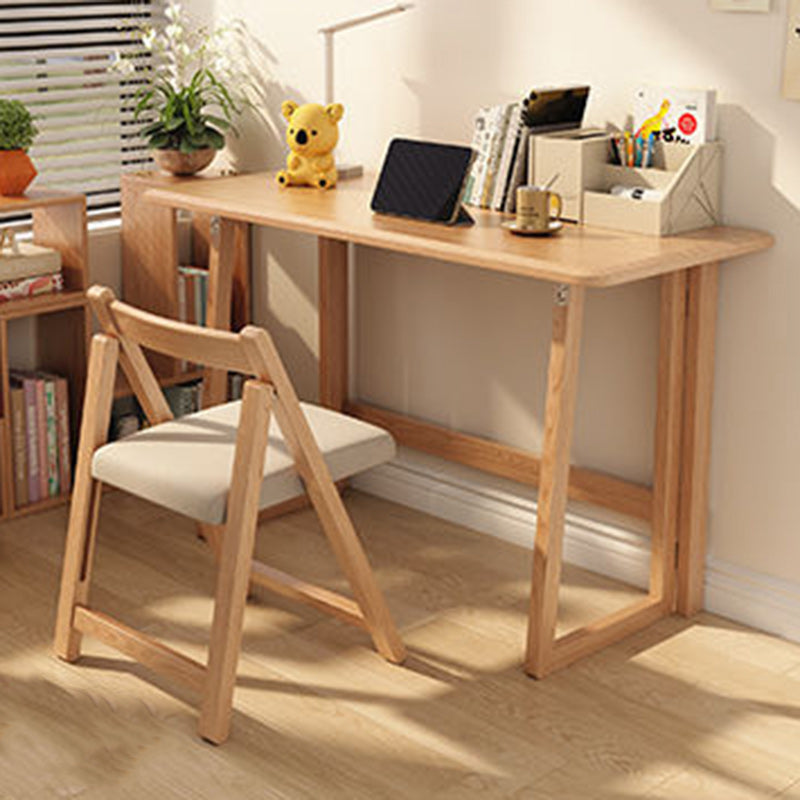 Modern Simplicity Rubber Wood Hardware Rectangular Foldable Desk & Chair Set For Study