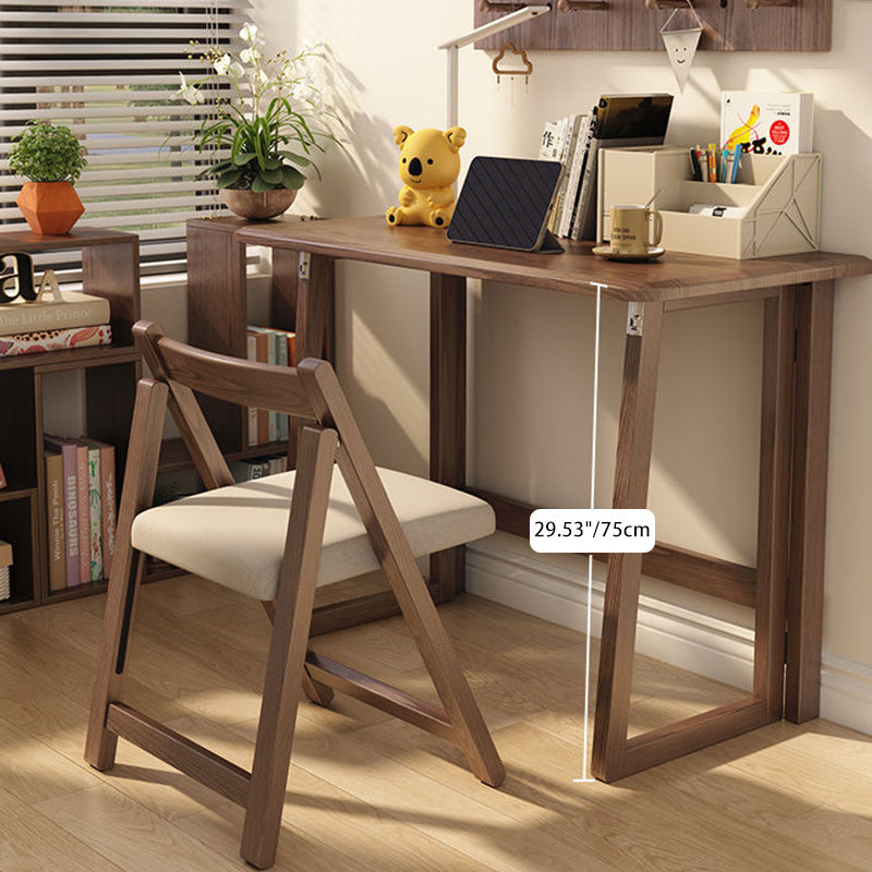 Modern Simplicity Rubber Wood Hardware Rectangular Foldable Desk & Chair Set For Study