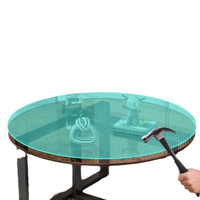 Modern Minimalist Round Iron Frame Glass Table Top Coffee Table 2-Tier For Living Room