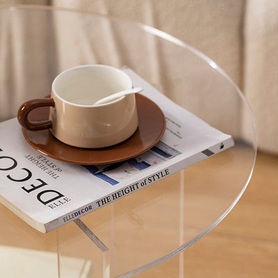 Modern Minimalist Round Acrylic Coffee Table 2-Tier For Living Room