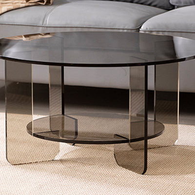 Modern Minimalist Round Acrylic Coffee Table 2-Tier For Living Room