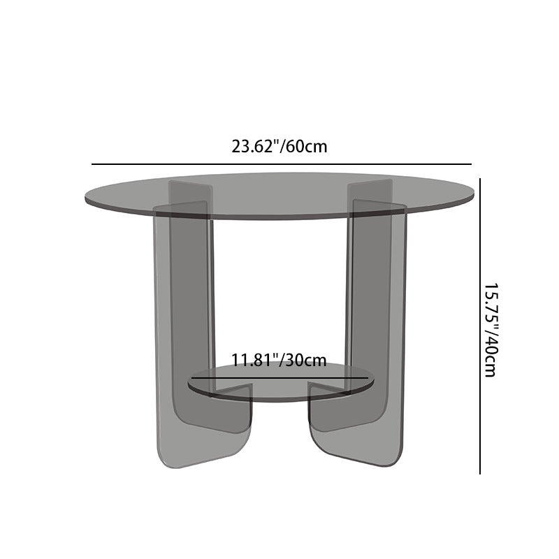 Modern Minimalist Round Acrylic Coffee Table 2-Tier For Living Room