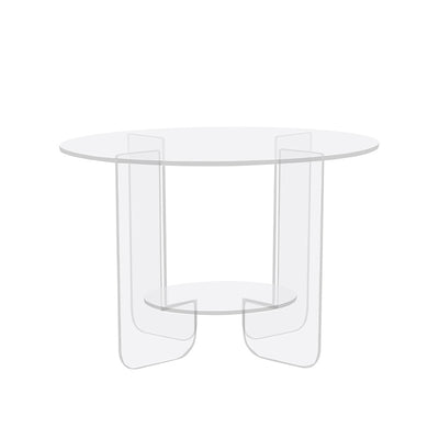 Modern Minimalist Round Acrylic Coffee Table 2-Tier For Living Room