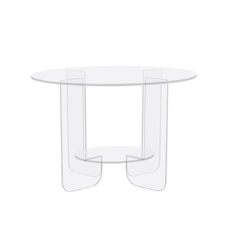 Modern Minimalist Round Acrylic Coffee Table 2-Tier For Living Room