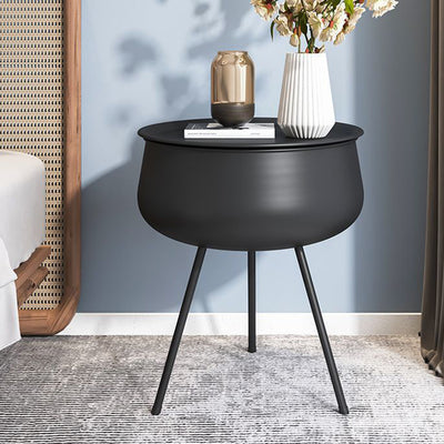 Contemporary Nordic Round Tripod Metal End Table 1-Storage For Living Room