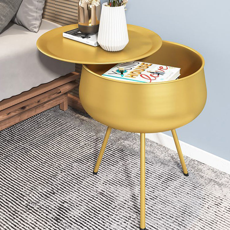 Contemporary Nordic Round Tripod Metal End Table 1-Storage For Living Room