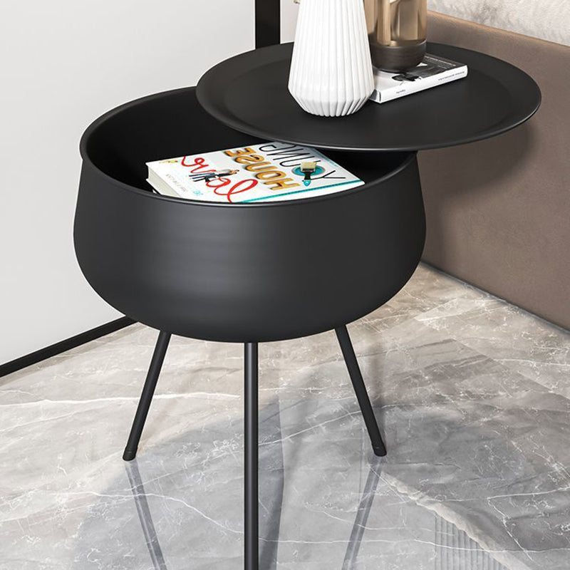 Contemporary Nordic Round Tripod Metal End Table 1-Storage For Living Room