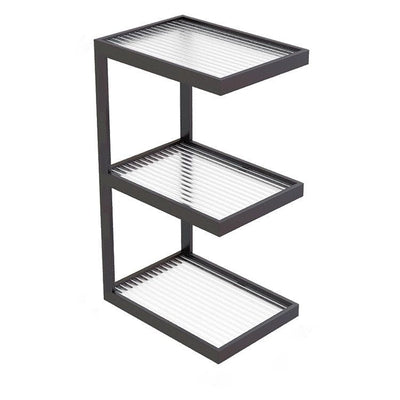 Modern Minimalist Rectangular Iron Frame Glass End Table 3/4 Tier For Living Room