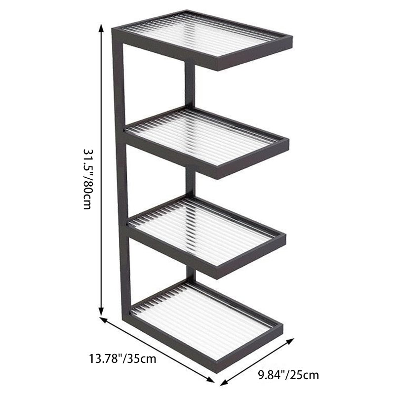 Modern Minimalist Rectangular Iron Frame Glass End Table 3/4 Tier For Living Room