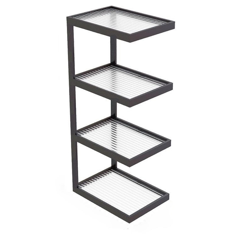 Modern Minimalist Rectangular Iron Frame Glass End Table 3/4 Tier For Living Room