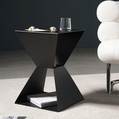 Contemporary Nordic Geometric Square Carbon Steel End Table For Living Room