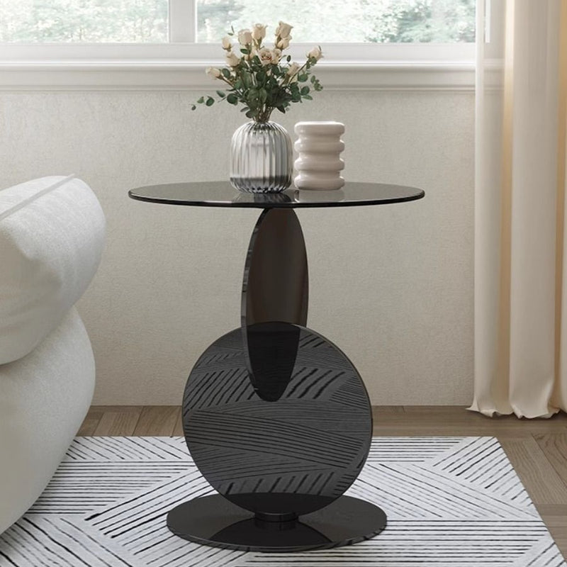 Table basse moderne minimaliste en verre et acier inoxydable à combinaison ronde pour salon 