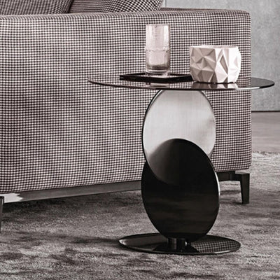 Modern Minimalist Multi Round Combination Glass Stainless Steel Coffee Table For Living Room