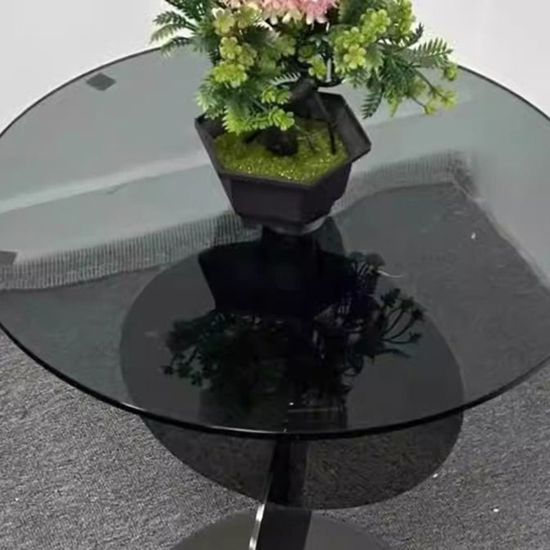 Table basse moderne minimaliste en verre et acier inoxydable à combinaison ronde pour salon 