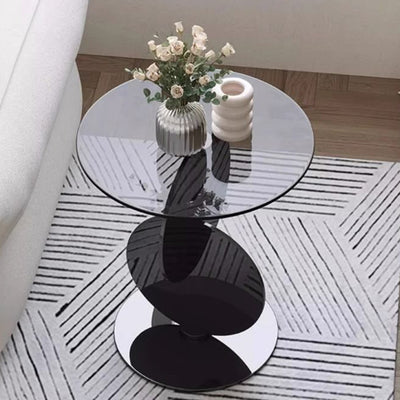 Table basse moderne minimaliste en verre et acier inoxydable à combinaison ronde pour salon 