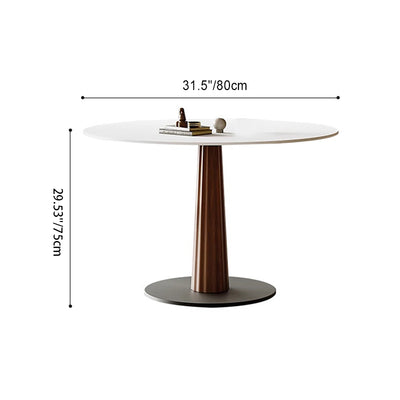 Modern Simplicity Round Slab Solid Wood Carbon Steel Dining Table For Dining Room